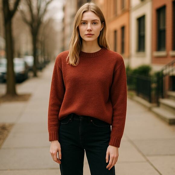 The Group Babaton Aritzia Alpaca Cropped Cozy Cocoon Sweater Rust L - Picture 1 of 9